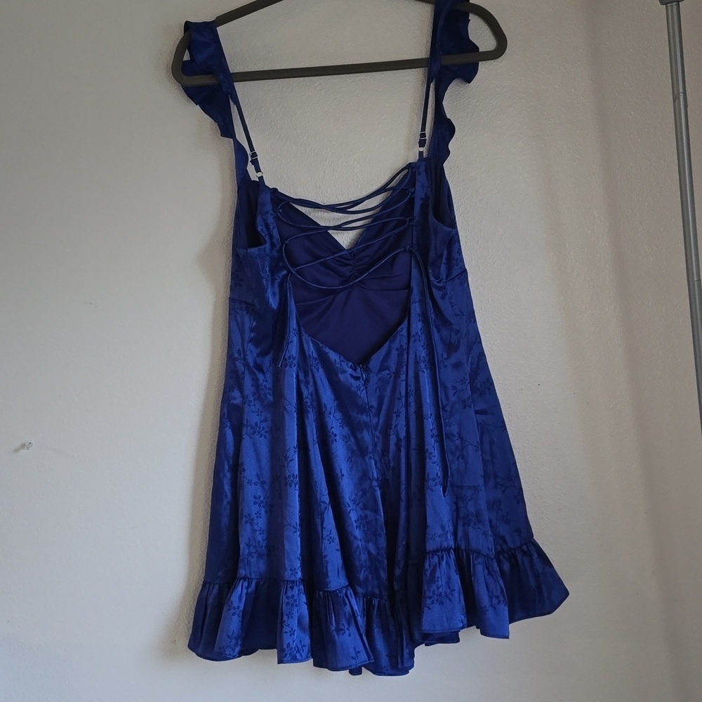 Lucy in the Sky Blue Mini Sundress with Sweetheart Cap Sleeves - Picture 6 of 6